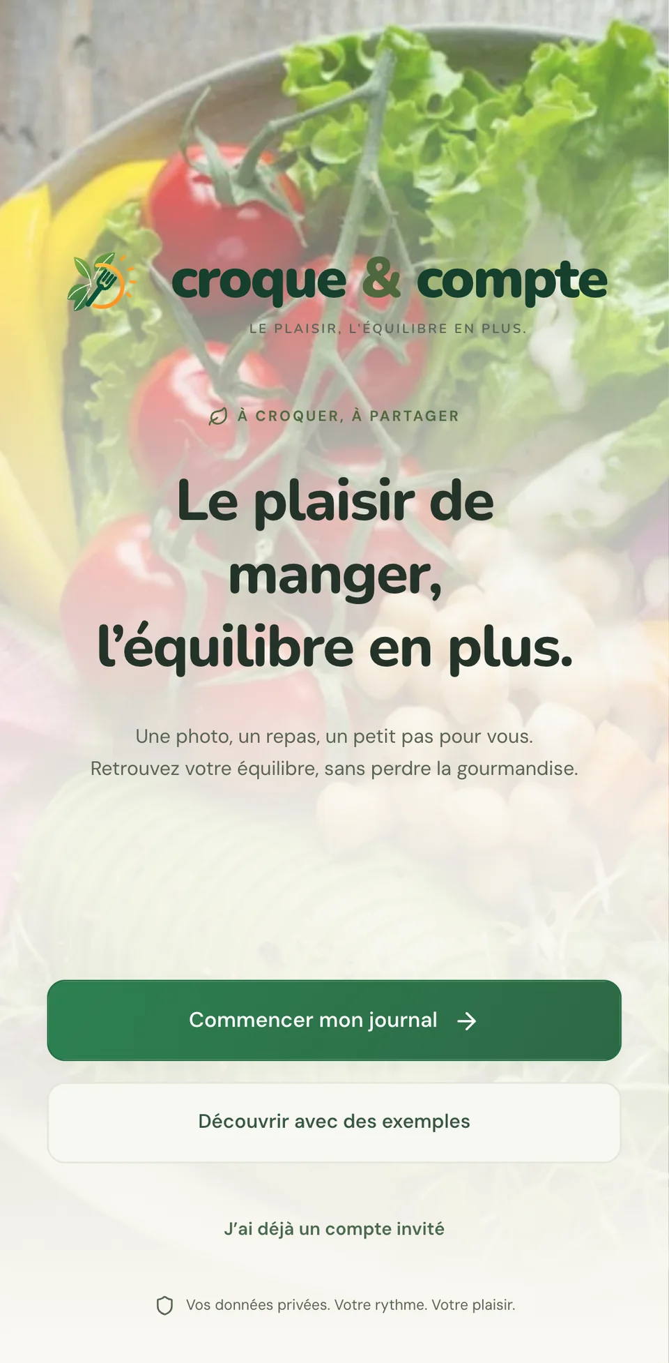 Croque & Compte : écran d’accueil